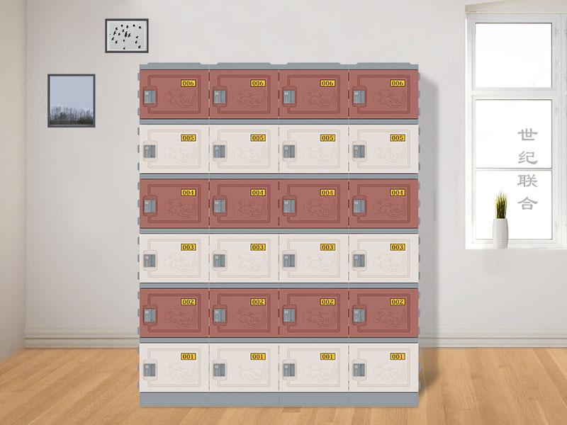 六層柜咖啡色配玉脂白+機(jī)械鎖