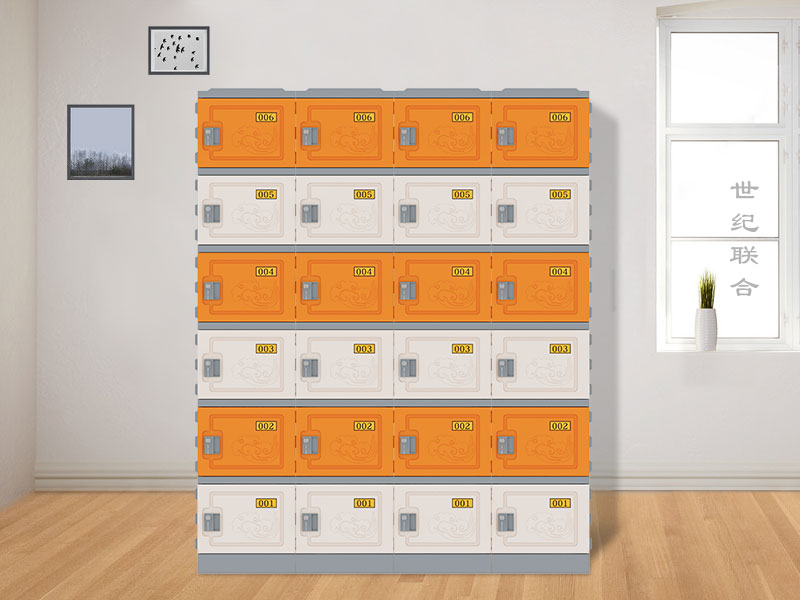 六層柜繽紛橙配玉脂白+感應(yīng)鎖